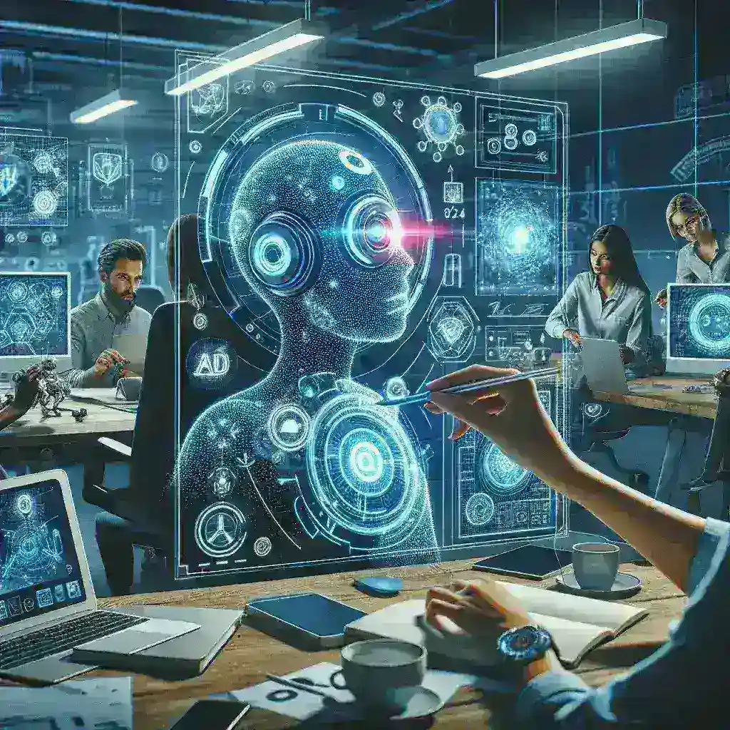 "Conjunto de ferramentas de IA inovadoras para designers, destacando recursos que transformam o design criativo em 2024, incluindo interfaces de usuário, geração automática de imagens e assistentes de design."