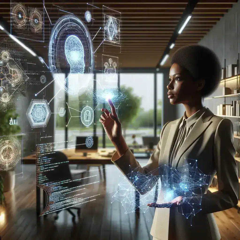 "Empresário analisando dados em um laptop, representando como aproveitar a inteligência artificial nos negócios para aumentar a eficiência e a inovação. Guia completo para empresários."